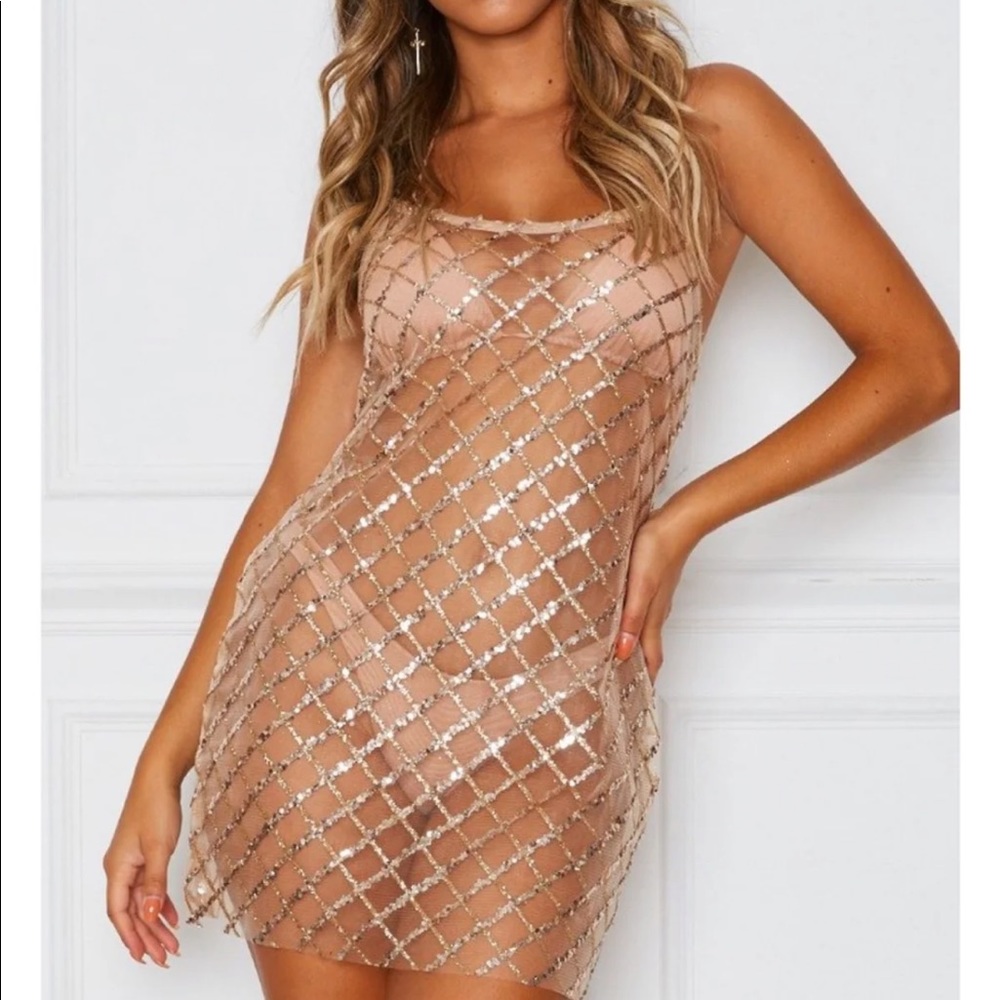 NWT White Fox Gold Glitter Mini Dress!